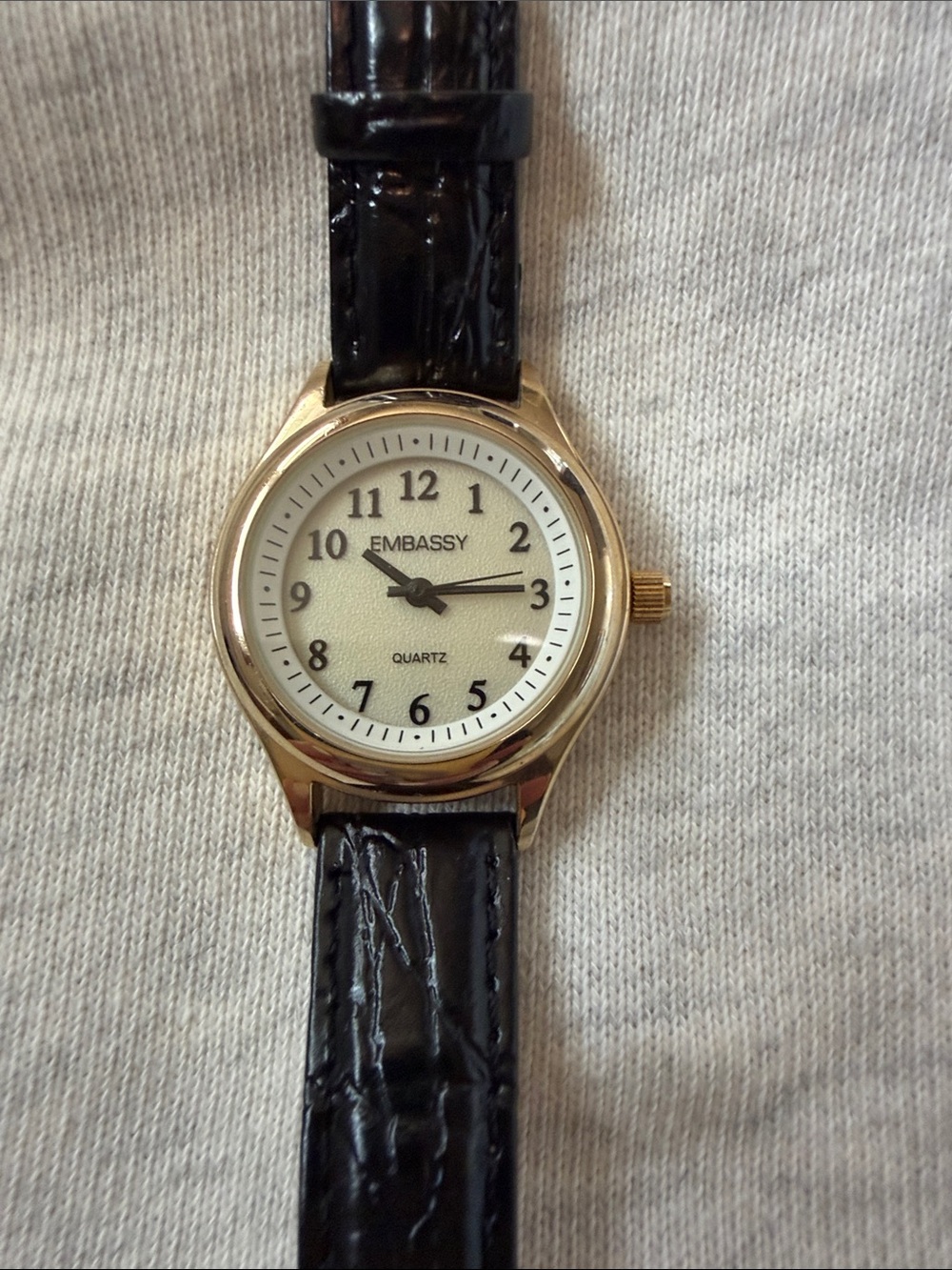 Embassy Gold-Tone Ladies Watch with Black Strap